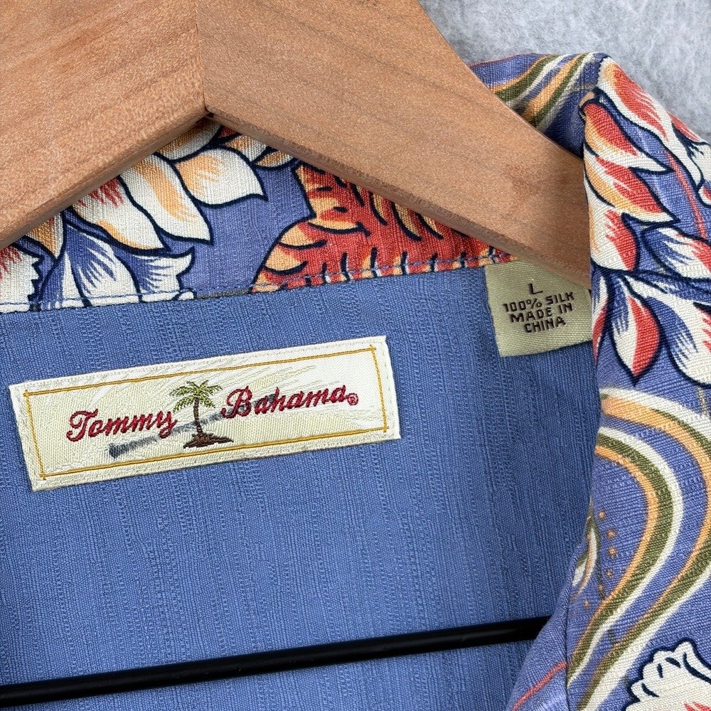 Tommy Bahama Shirt Mens Large Floral Silk Aloha Hawaiian Camp Loop Collar Resort - Picture 3 of 10